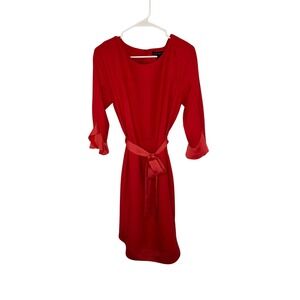 Banana Republic Red Flounce Sleeve Belted Sheath Dress 267599-02-1 Size 8 NEW